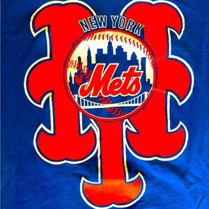 New York Mets logo tee shirt Royal Blue